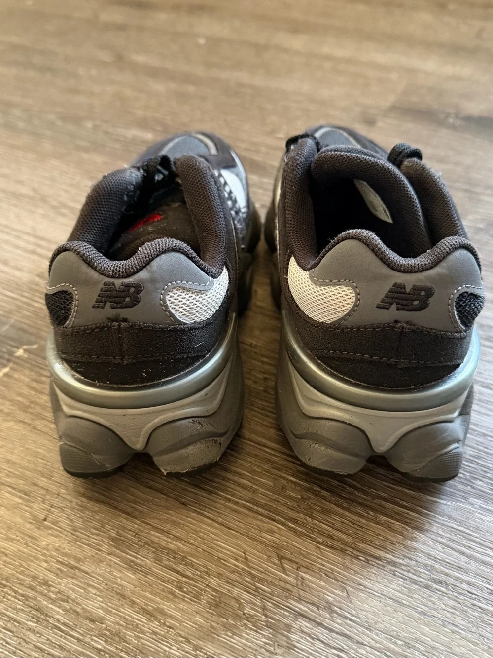New Balance Kids Black and Gray Athletic Sneakers with Red Accent